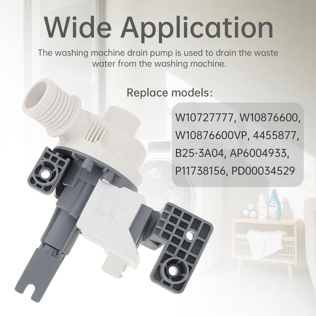 W10876600 Household Washing Machine Water Discharge Pump Universal Home Laundry Equipment Water Outlet Connecting Replacement Parts