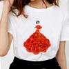 3D Rose Girl Print TShirt Summer Fashion White Graphic Tee for Women Aesthetic Clothing Top Womens Summer Wear