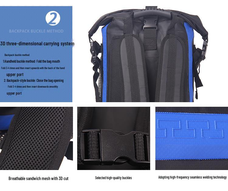 Multifunctional Waterproof Backpack for Outdoor Swimming, Rafting, and Hiking - Dry and Wet Separation Design.