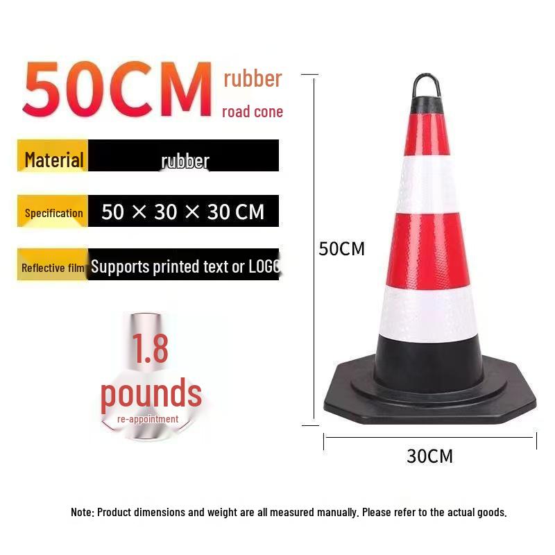 70cm Reflective Rubber Traffic Cone with Handle - 90cm PVC Safety Barrier Warning Post