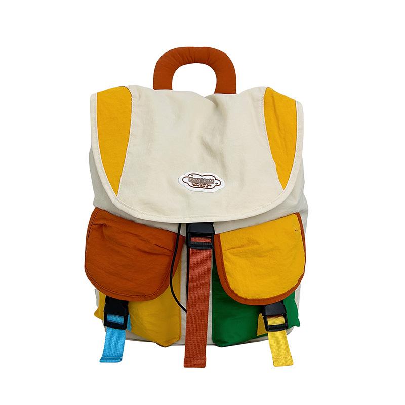 Schoolbag new fashion color matching backpack Korean version high value color contrast large capacity travel simple travel parent-child small backpack