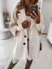 Women's Autumn/Winter Wool Coat with Buttoned Lapel, Pockets, and Seven-Sleeve Design