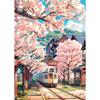 Japanese Street Scenery Cherry Blossom Architecture Canvas Poster Flowers Plants Landscape Wall Art Prints for Modern Home Decor