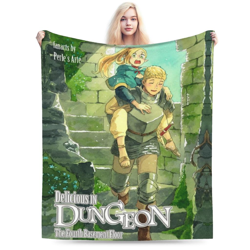 Super Soft Deliciousd in Dungeons Marcille and Senshi Throw Blanket Premium Flannel Bed Blanket Cozy Fluffy Blankets All Season