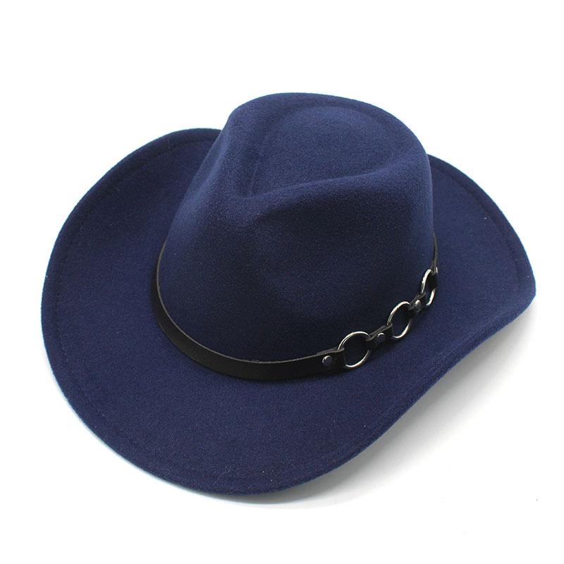 Men And Women Woolen Top Hat Western Cowboy Gentleman Jazz Concave Top Felt Hat