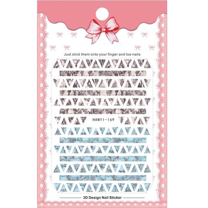 1 Sheet Adhesive 3D Nail Stickers Decals Press On Tips Manicure Decoration Geometry Letter Design