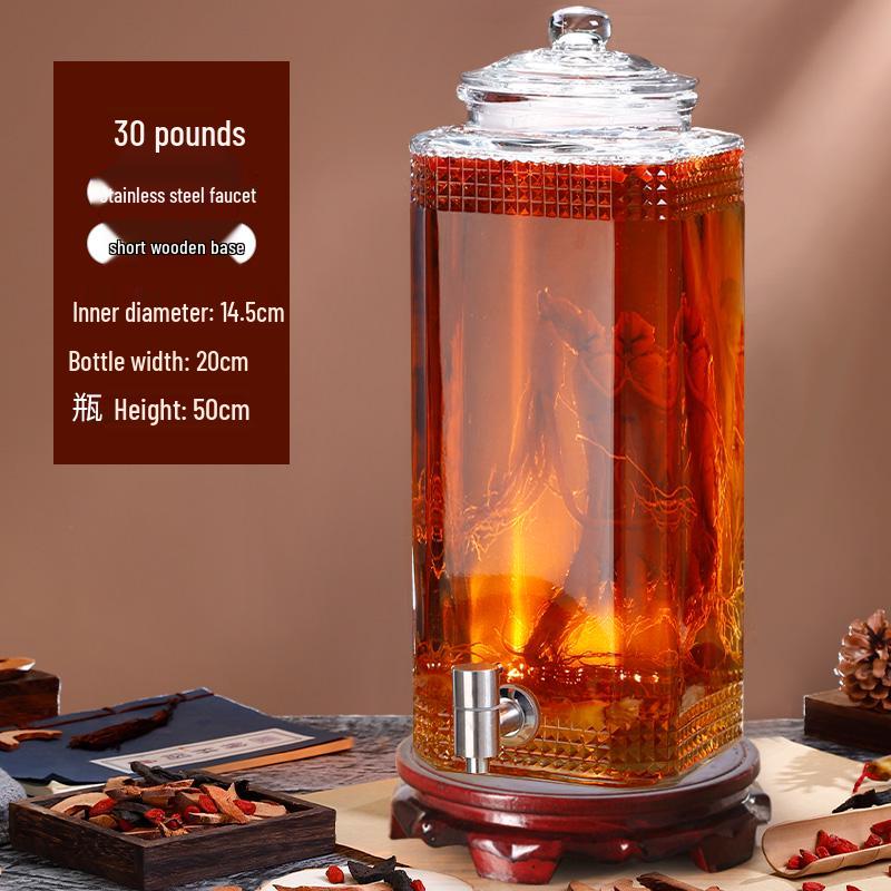 Sealed Sparkling Wine Bottle with Faucet - Household Ginseng Wine Jar & Baijiu Container