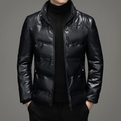 Doudoune d'hiver en cuir véritable pour homme, veste courte en peau de mouton et velours épais, chaud, haut de gamme