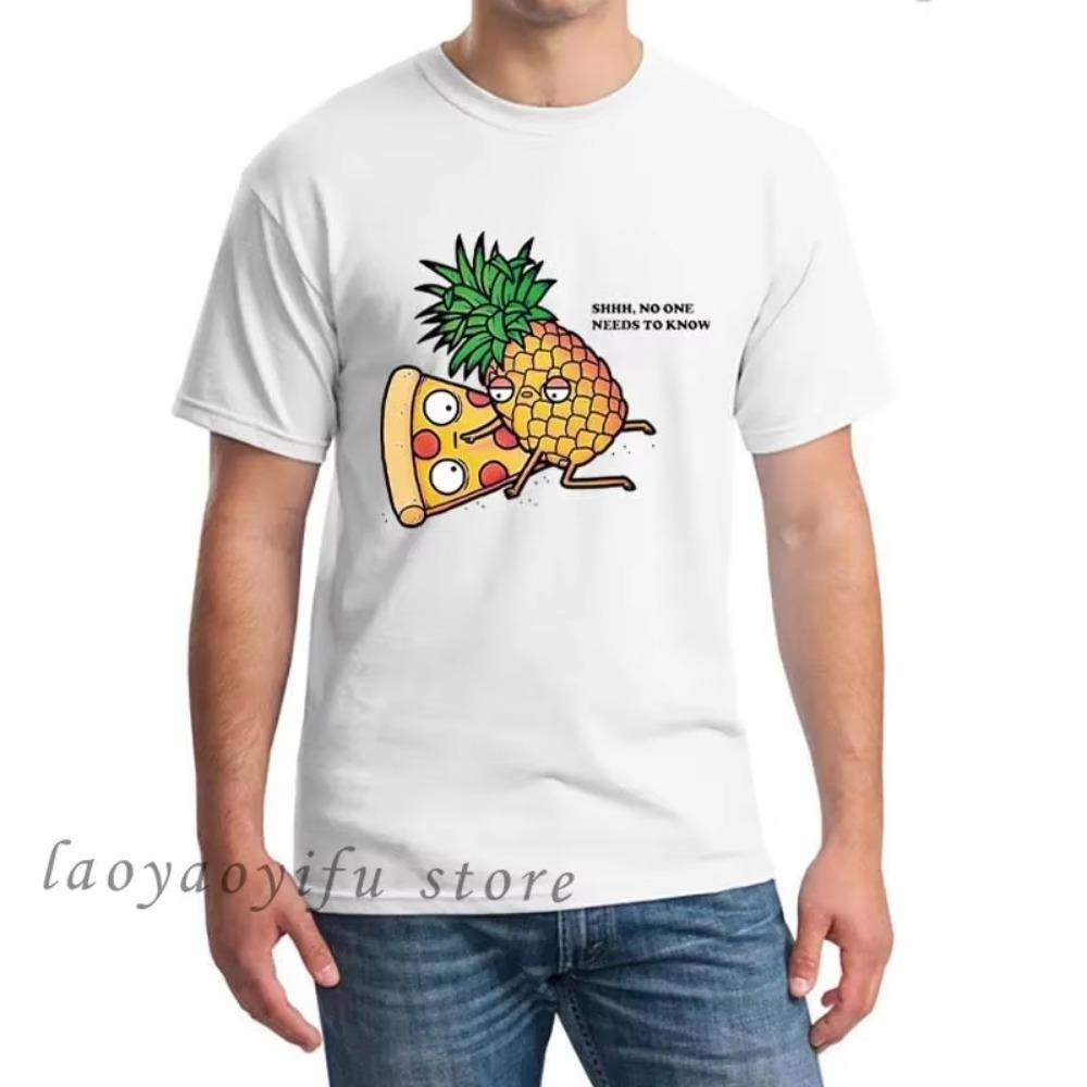 Men Clothes Kawaii Pineapple Pizza Fruit Print T Shirt Harajuku Aesthetic Tops Casual Fashion Streetwear Camiseta Hombre