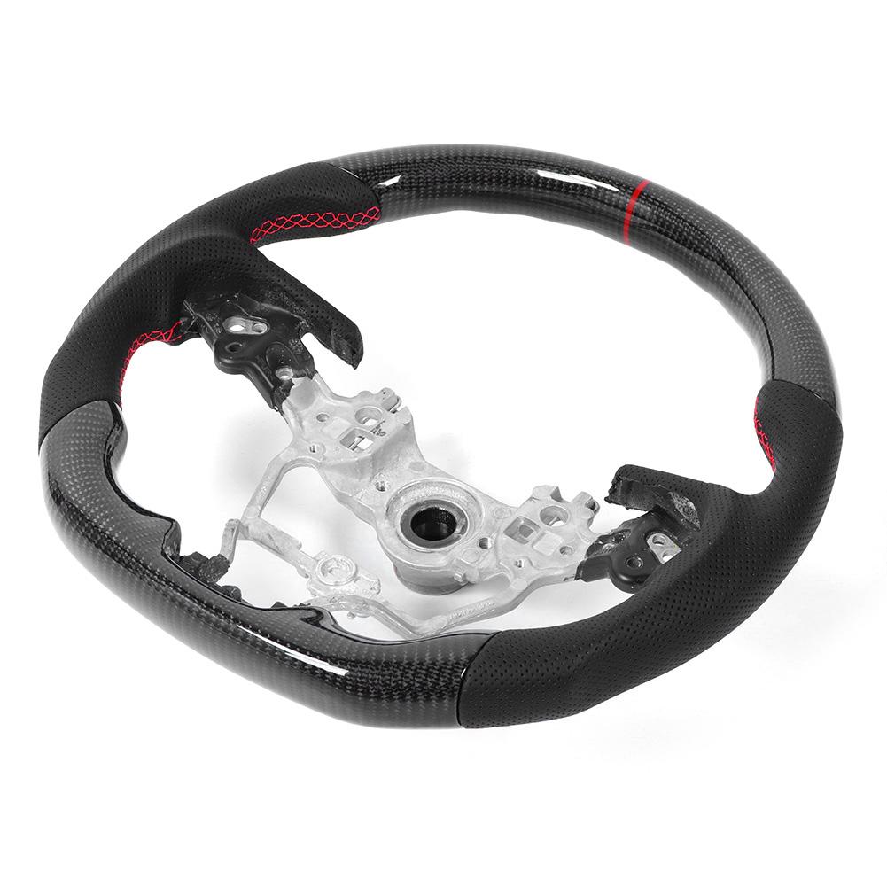 Carbon Fiber Steering Wheel Preforated Leather W  Red Stitching For Toyota Camry XV70 Corolla RAV4 Avalon 2018 2020