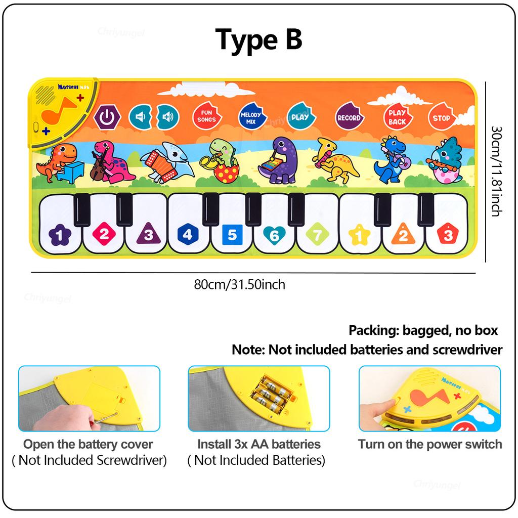 Piano Mat for Kids Kids Toddlers Floor Keyboard Dan Mat Baby Fitness Play Musical Carpet Music Instrument Toys Girl Boy Gift