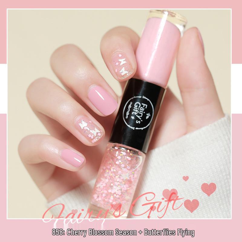 Two-Color Quick-Drying Nail Polish with Large Glitter