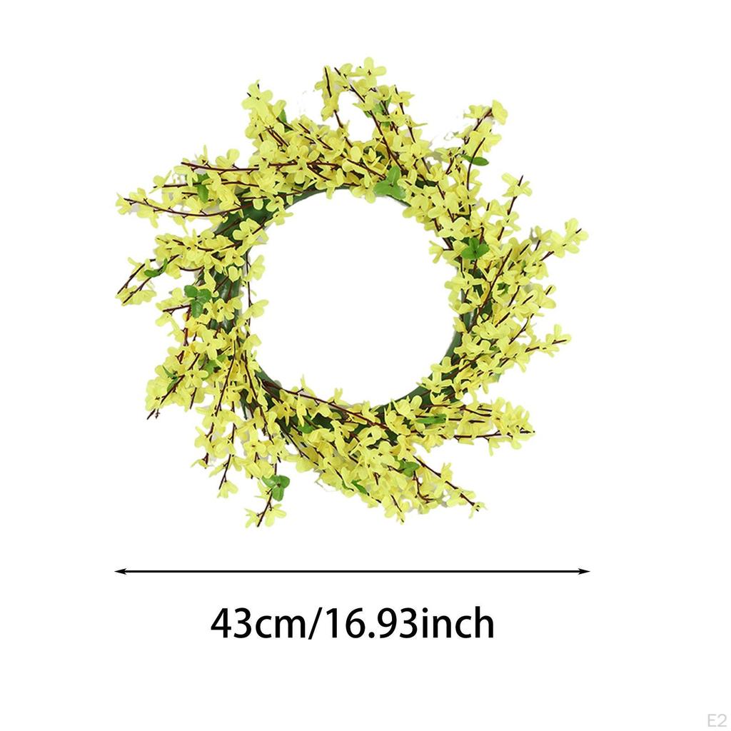 Flower Wreath Spring Summer Wreath, Round, Decorative Hanging Ornament, Garland for Wall Door Window