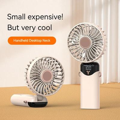 Portable Mini Foldable Handheld 6 Speed USB Fan Silent Small Fan with Smart LED Digital Display Rechargeable Fan