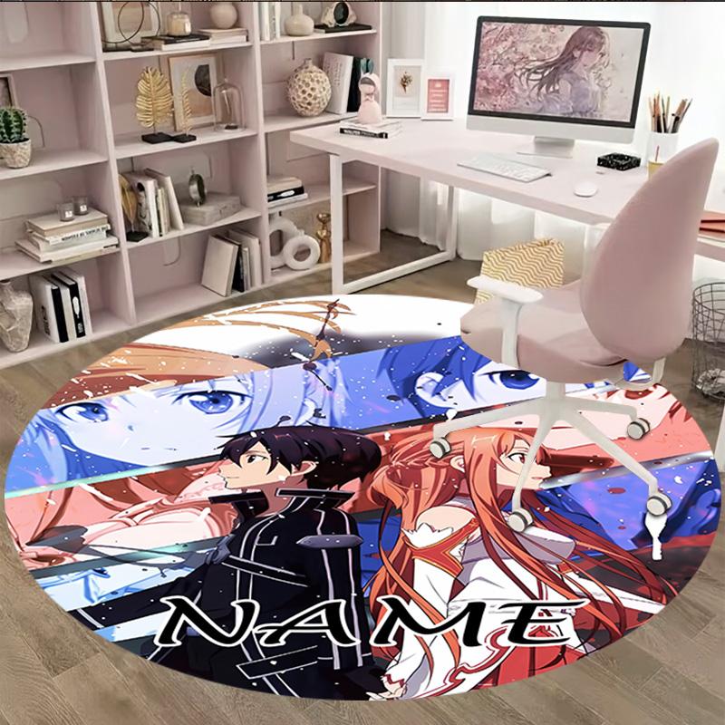 Customizable S-Sword Art Online2 Round Non-Slip Carpet - Ideal for Garden, Picnic, Office, Perfect for Decoration, Suitable For All Seasons