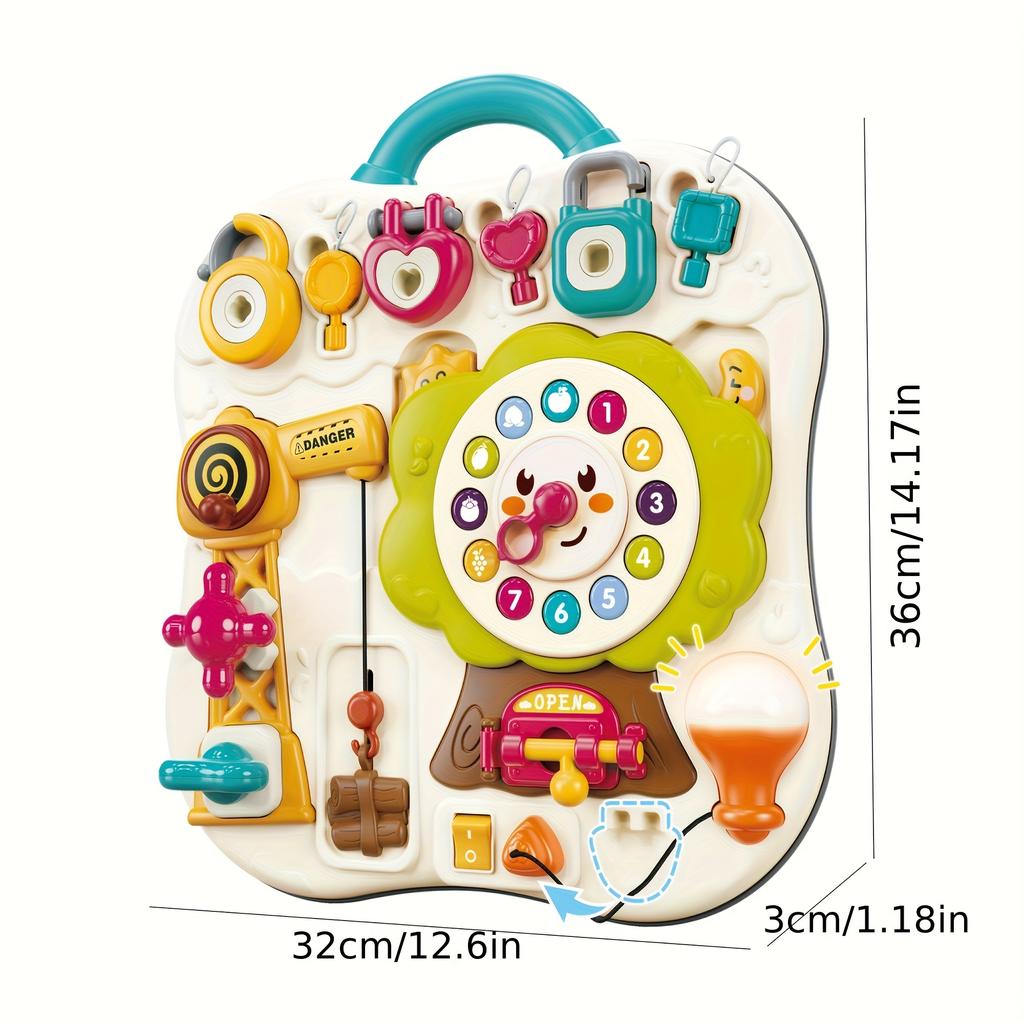 Busy Board Toy for Toddlers, Featuring 13 Activities with Music And Lights, Perfect As a Birthday Gift for Young Children Or for Travel.