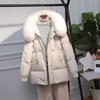 Women's Short Down Jacket with Large Fur Collar, 2024 Petite Slimming Style, Clearance Sale