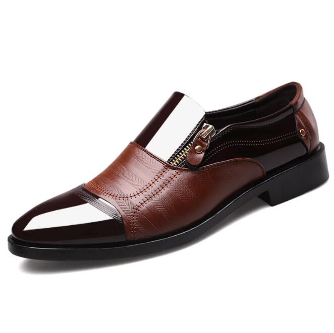 Leather Shoes Men  Business Oxford  Breathable Patent Leather Formal Shoes Plus Size Man Office Wedding Flats Male Black