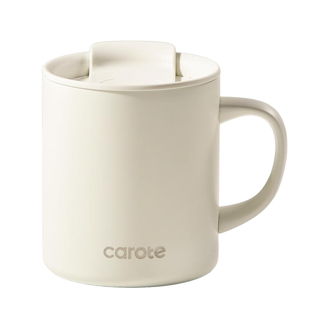 CAROTE Mug with Lid, 350ml, Keeps Hot or Cold, Vacuum Insulated, Dishwasher Safe, Lightweight, Double-Walled 316 Stainless Steel with No Metallic