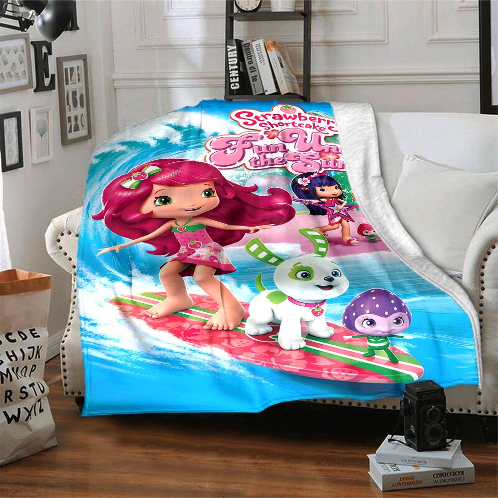 1pc Princess Strawberry8 Blanket, Gift, for Men and Women, Soft Blanket, Good for Sofa Bed Couch Travel, Lightweight Flannel Blanket