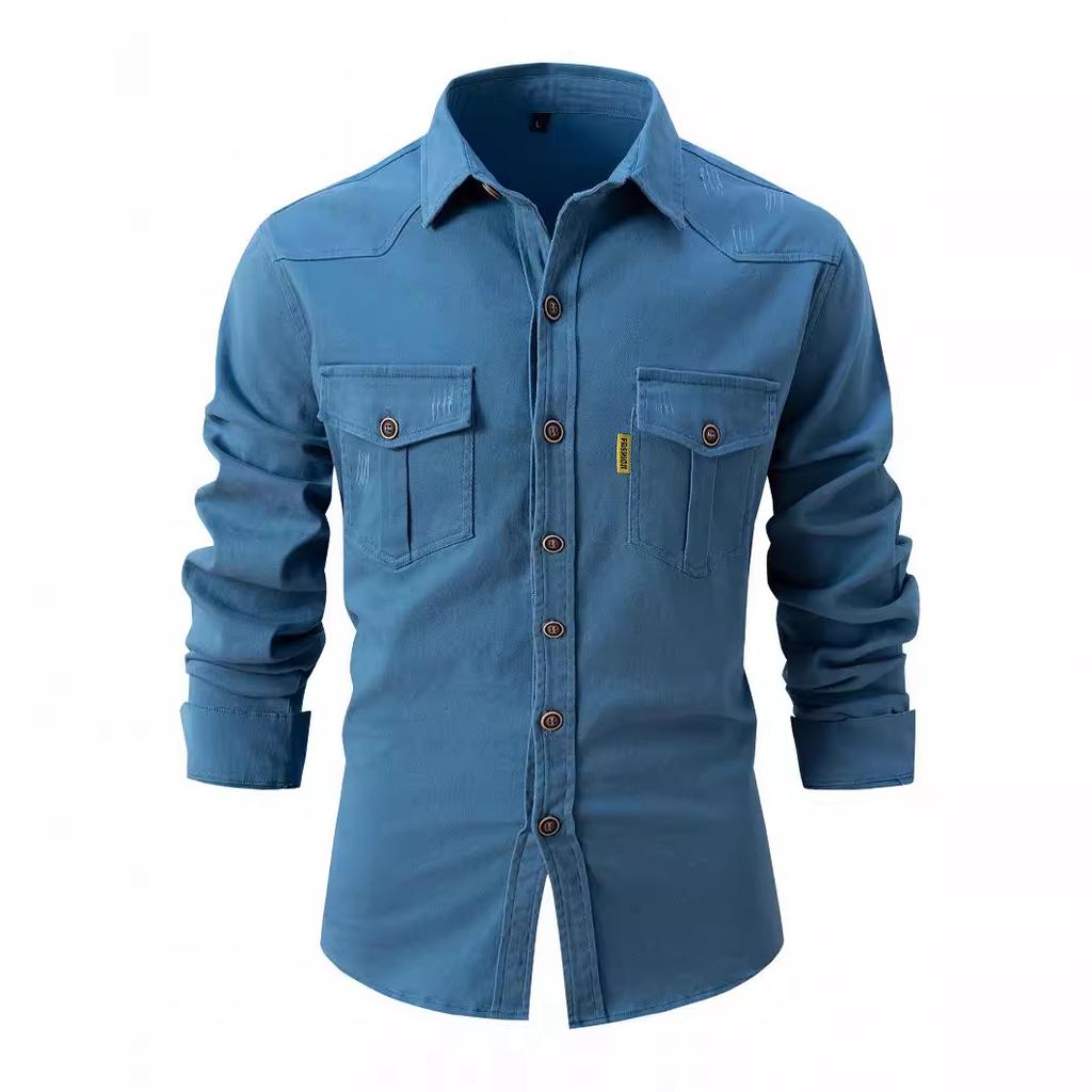 Men Washed Cotton Denim Shirt Autumn Winter European Size Casual Business Fashion Long Sleeve Comfortable Regular Fit Male Top Quality Wear