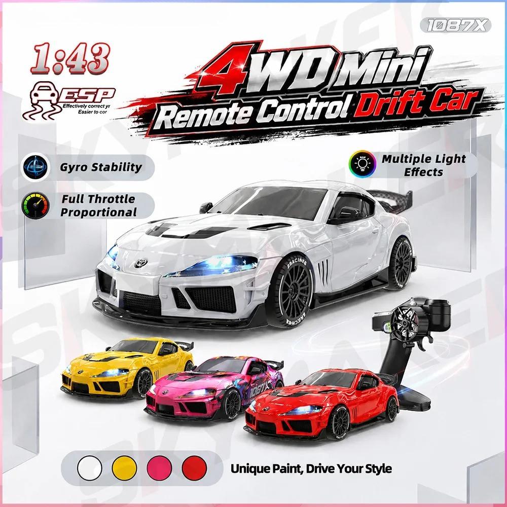 New Professional 1:43 Scale Mini RC Drift Car 4WD 2.4GHz Remote Control with Gyroscope Cool LED Lights Rechargeable Racing Car Toys Gifts for Children
