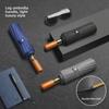 Ombrello pieghevole automatico a 24 stecche: Resistente al Vento, Manico in Legno, Sole e Pioggia, Nero, Unisex