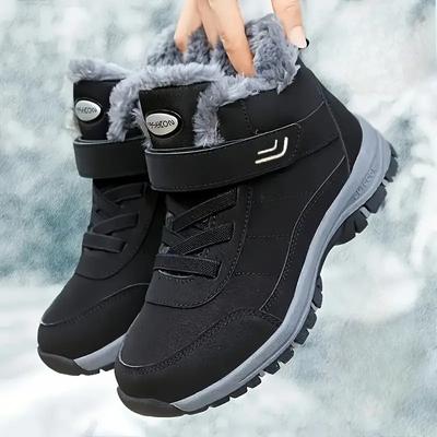Stivali da Neve da Donna Scarpe Invernali Casual Stivaletti alla Caviglia Caldi in Pelliccia con Zeppa Antiscivolo Stivali Militari Peluche da Esterno per Escursionismo e Motociclismo