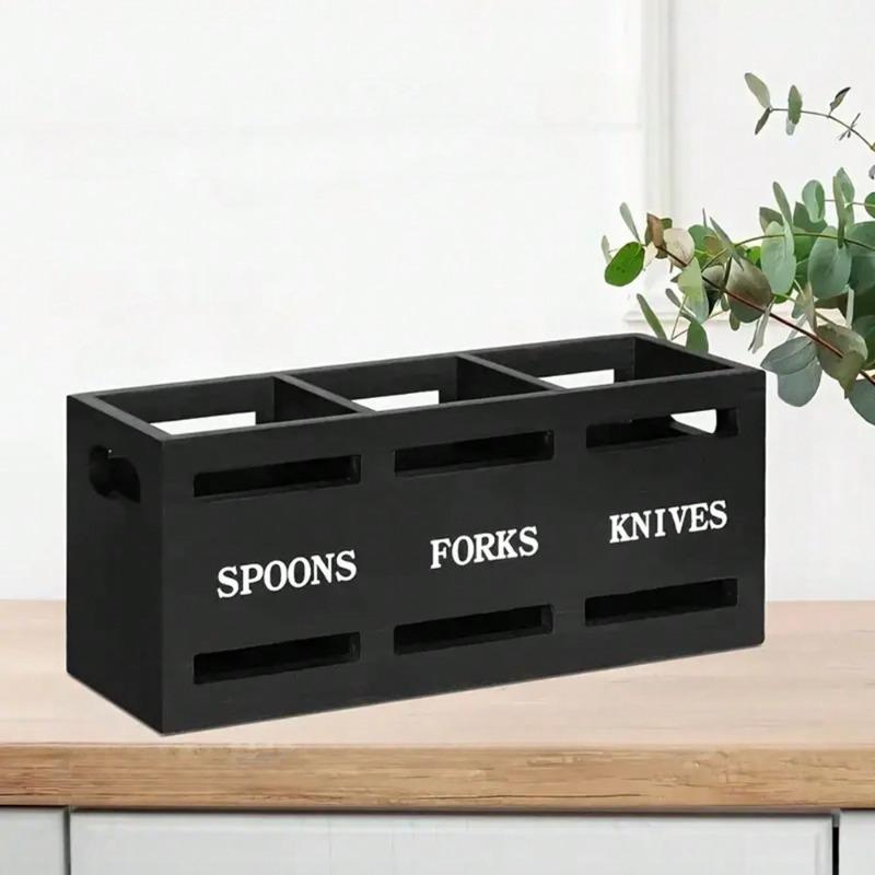 Premium Multipurpose Wood Cutlery Organizer Compact Desktop Storage Box for Kitchen Utensils Dining Tools in Home Bedroom