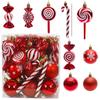 36PCS Electroplated Candy Cane Ornaments Shatterproof Lollipop Hanging Balls  Party Favors