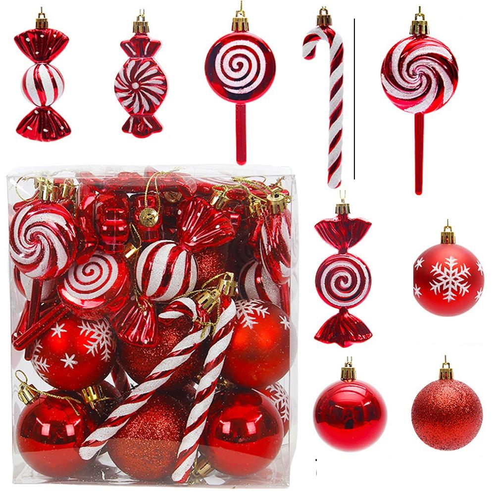 36PCS Electroplated Candy Cane Ornaments Shatterproof Lollipop Hanging Balls  Party Favors