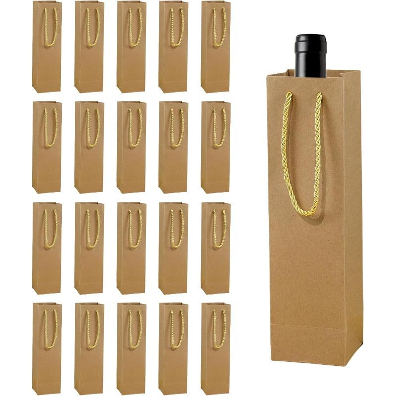 Kraft Paper Wine Gift Bags: 20 Pcs Durable Wine Bottle Gift Bags, Reusable Wine Tote Bag s, Elegant Wine G ift Bag (9.5x9x35CM/Kraft Yellow/20 Pack) Gift bag
