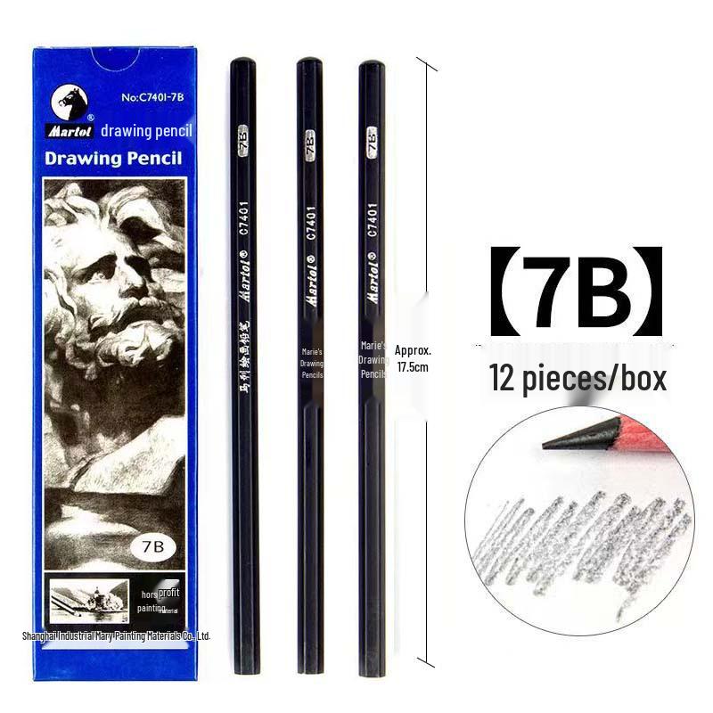Mali Brand Charcoal Sketch Pencil Set - Includes 2B, 4B, 6B, 8B for Art Students