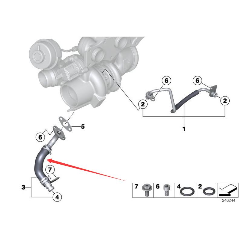 Turbolader Ölrücklaufleitung 11428626653 für BMW 5er & 3er Reihe N20 Motor