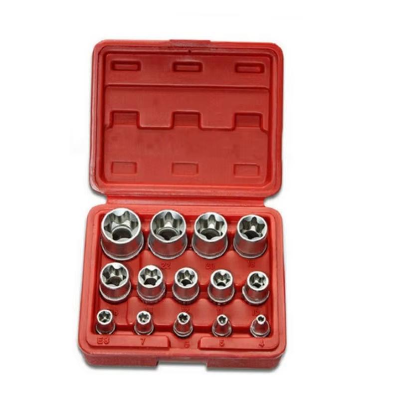 14PCS Female E Star Torx Socket Set E4-E24 External Hex Socket Insert Nut Versatility Combination Sockets