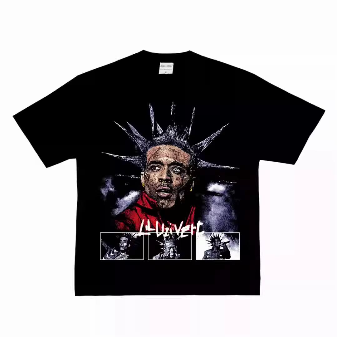 

Lil Uzi Vert Spiked Hair Graphic T-Shirt Washed Cotton Punk Rap Aesthetic Unisex Loose Crew Neck Streetwear Summer Casual Tees 2XL