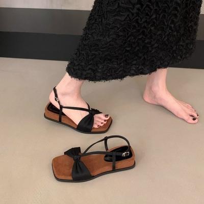 French Elegant Bow Platform Open-toed Sandals Women's 2025 Summer New Models with Skirts Soft-soled Wedges Roman Sandals