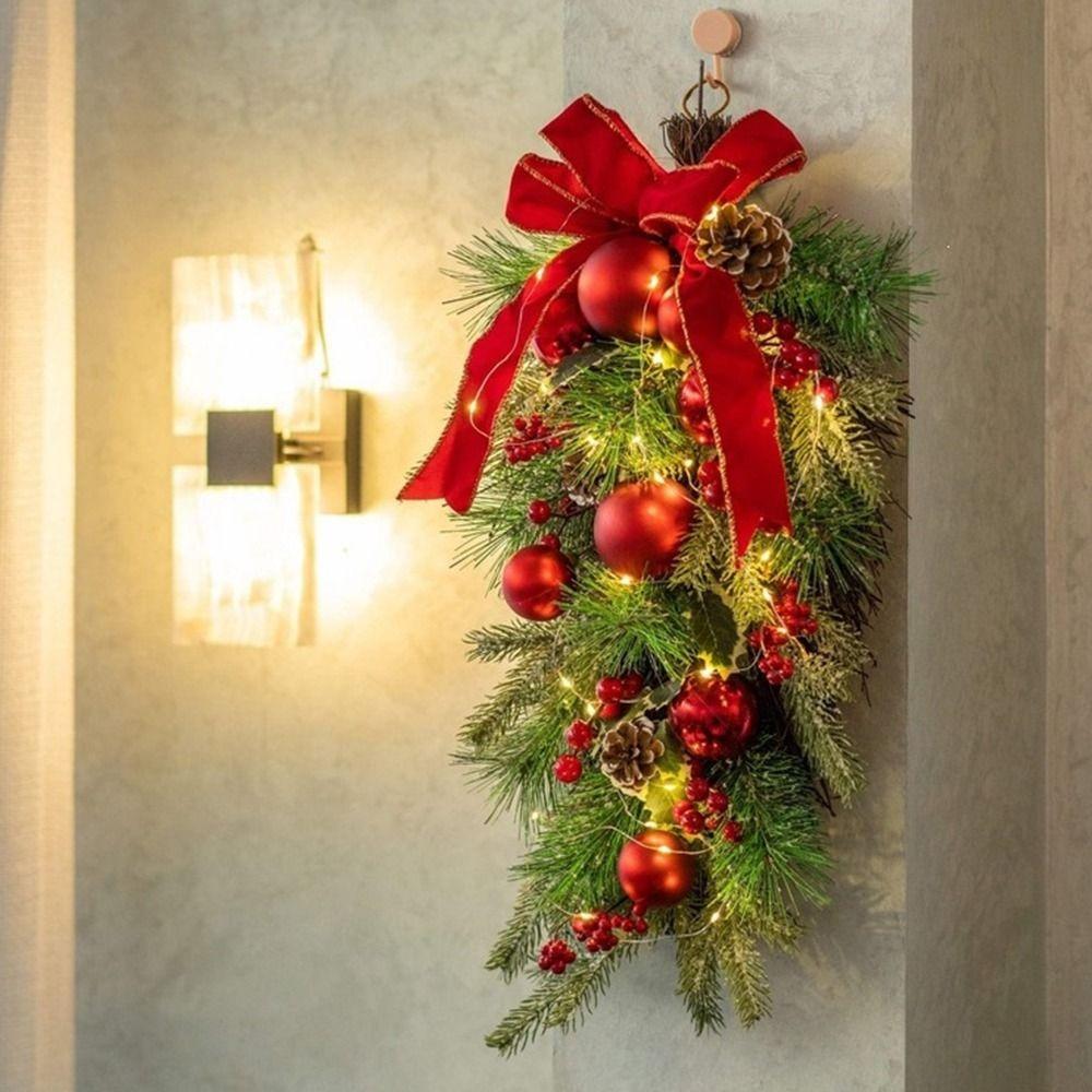 Pine Needles Christmas Tree Door Swag Christmas Tree Upside-down Branches Door Hanging