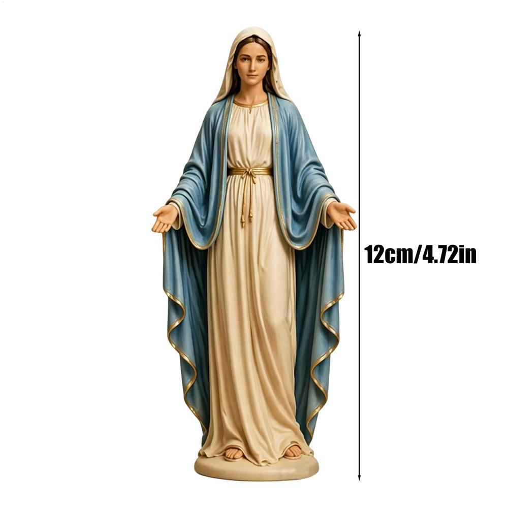 12CM Resin Virgin Mary Collectible Figure Blessed Mother Catholic Religious Statue for Christian Prayer Altar Gift Home Decor