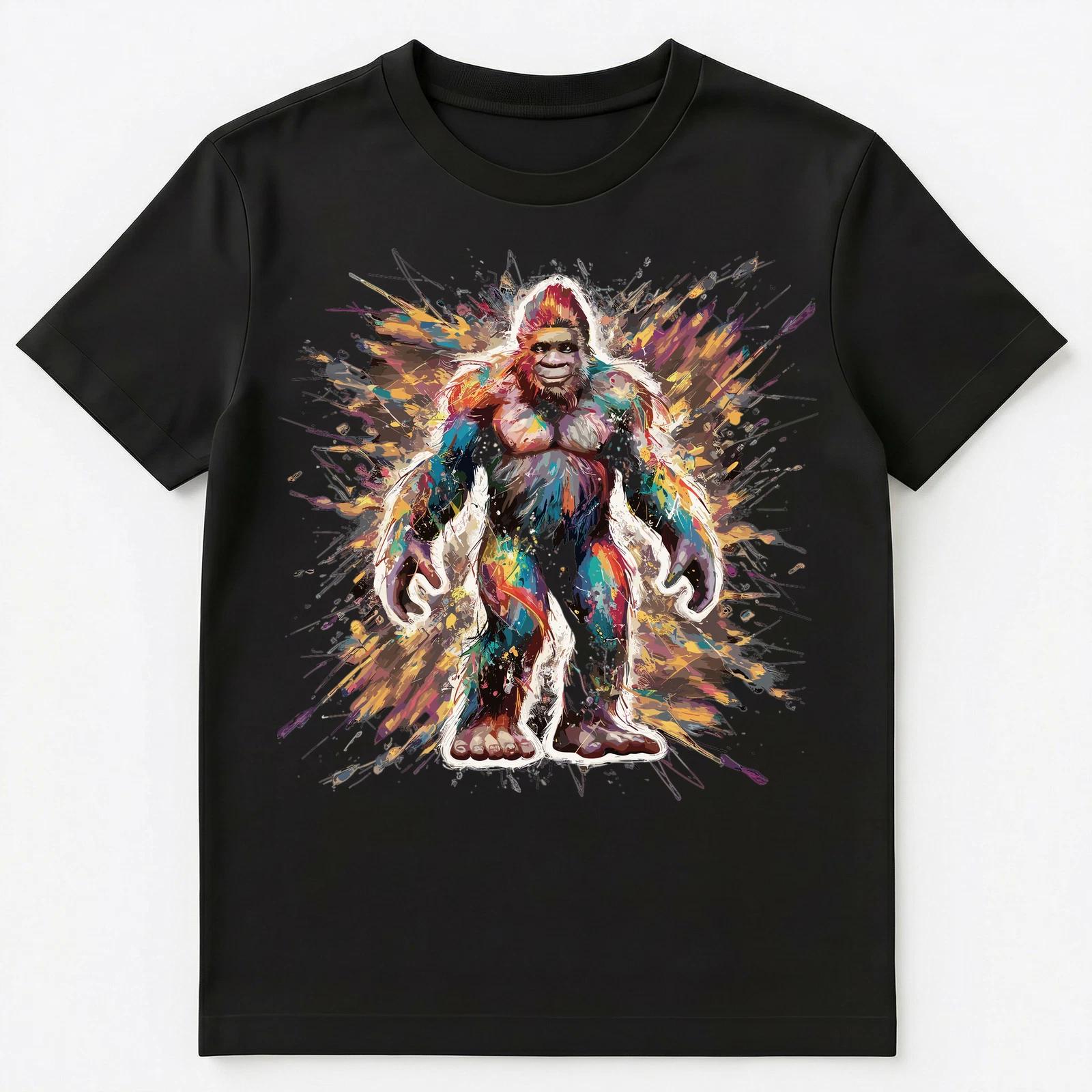 

Colorful Paint Splash Bigfoot Art Graphic Unisex T-Shirt M