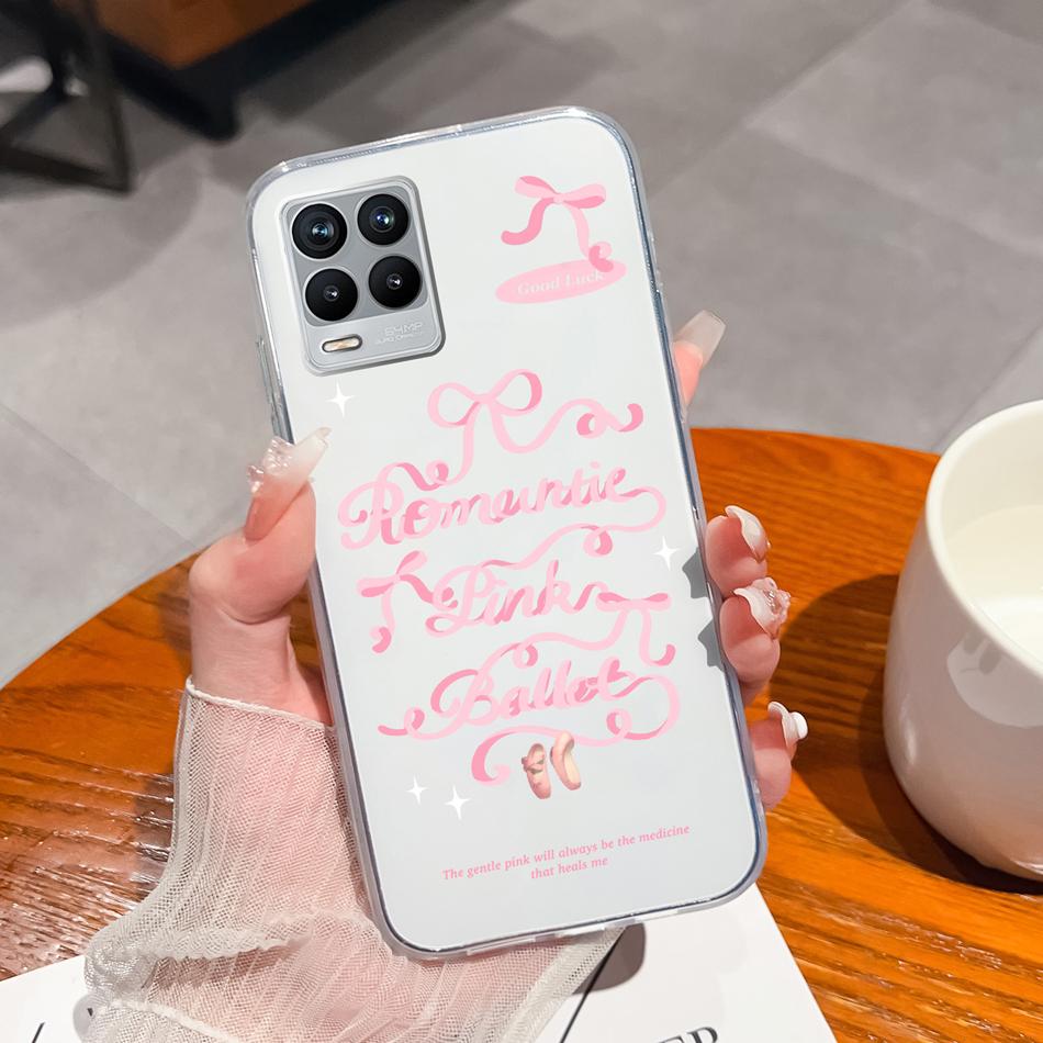 For Realme 8 Pro Case Lovely Cat Soft Transparent Phone Back Cover For Realme8 4G 5G Shockproof Comfortable TPU Silicone Bumper