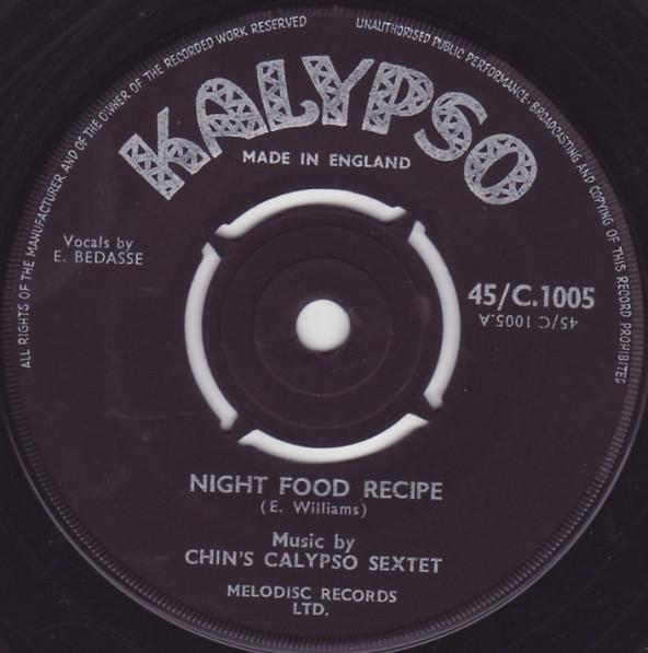

7inch Record CHINS CALYPSO SEXTET Night Food Recipe Woman Style 45C1005 Kalypso UK World Music Used