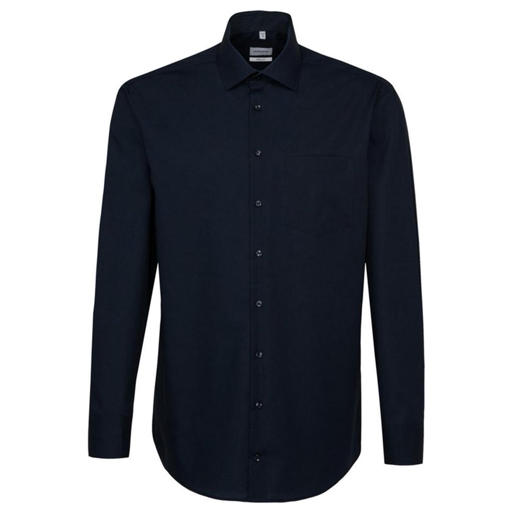Seidensticker Mens Patch Contrast Panel Regular Formal Shirt