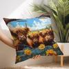 Vibrant Highland Cow Pattern Pillow Case Short Plush Print Cushion Cover Square Throw Pillow Covers Sofa Home Decor