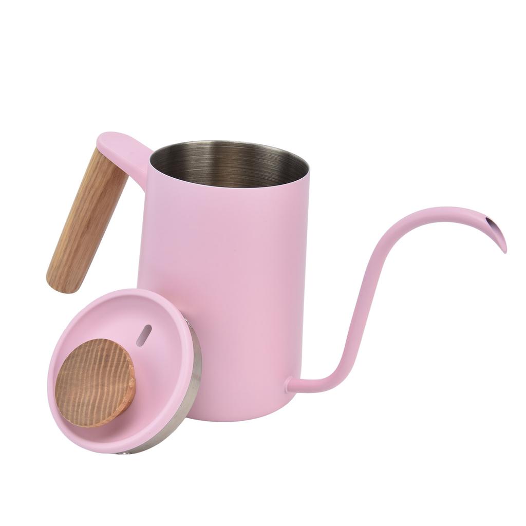 Edelstahlgriff Tropfkaffeekanne Schwanenhalsausguss Tropfkessel Kaffee Teekanne Pink600ml