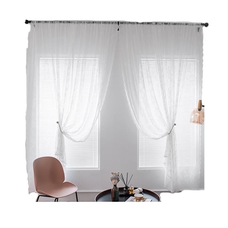 Lace Curtain Gauze Finished Warp Knitted Yarn French Korean American Pastoral White Gauze Curtain Door Curtain Bay Window Bedroom