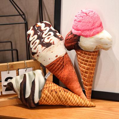 Simulation Cute Ice Cream Plush Toy Soft Stuffed Food Delicious Dessert Plushie Throw Pillow Sofa Cushion Home Decor