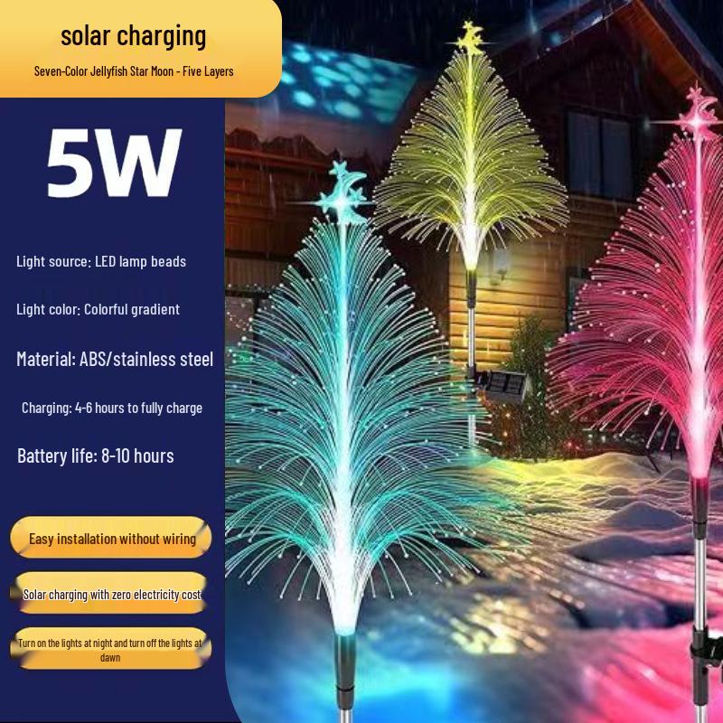 LED Solar Jellyfish Lamp: Seven-Color Stainless Steel Waterproof Outdoor Garden Light