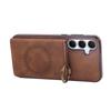 For Samsung Galaxy S25+/S24+ Case Card Holder Kickstand Leather + TPU Phone Cover with Ring Holder