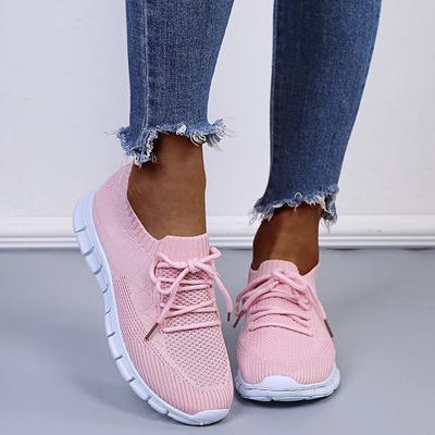 Women's Sneakers Breathable Knitted Casual Socks Shoes Lace Up Ladies Shoes Female Students Vulcanized Running Shoesfty67